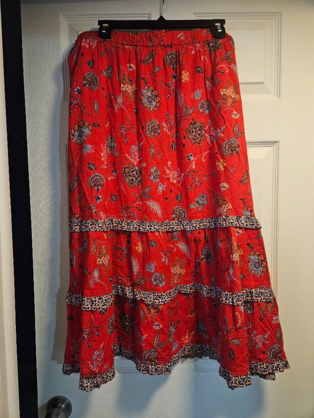 J.Jill A-line Red skirt with design
